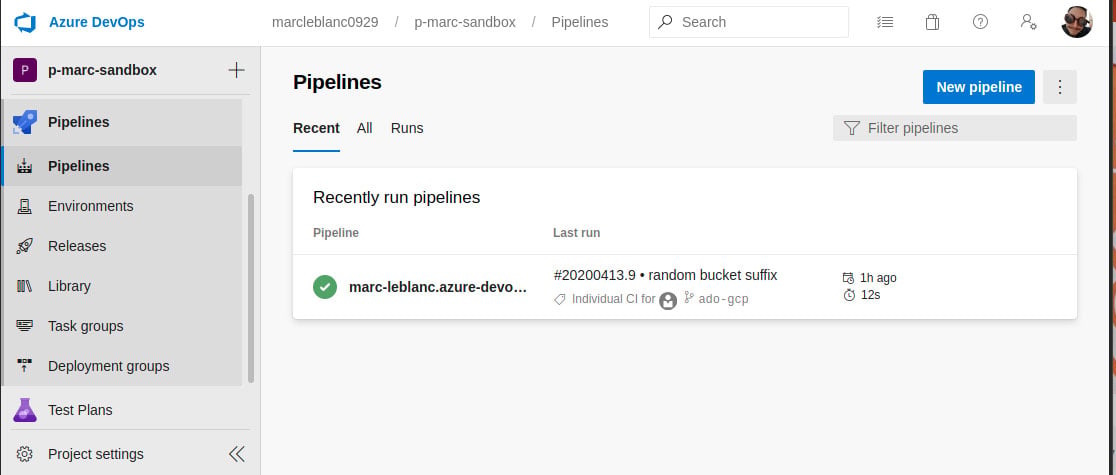 Azure DevOps Terraform Pipeline for GCP