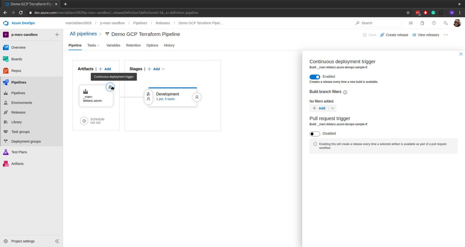 Azure DevOps Terraform Pipeline for GCP
