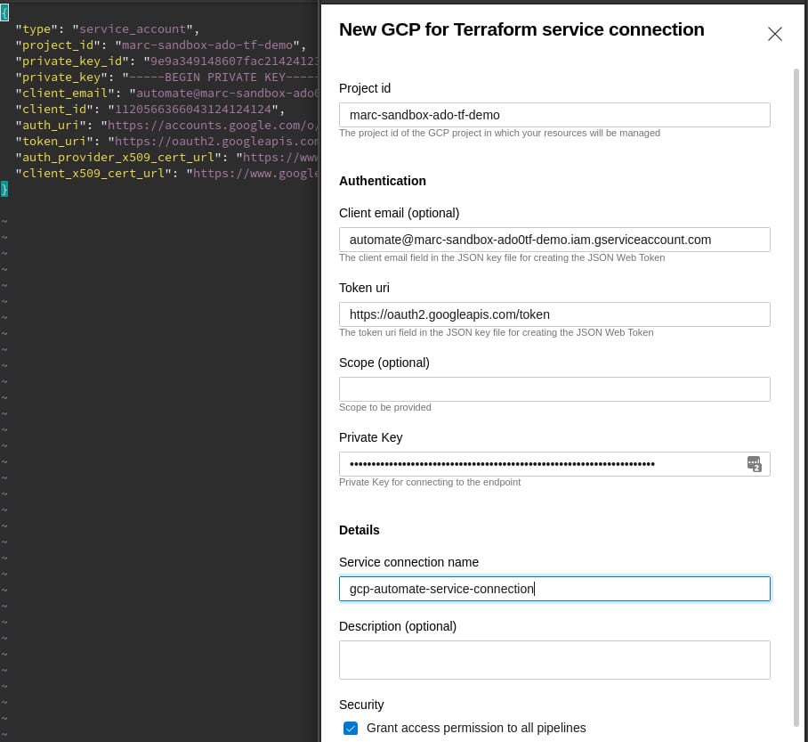 gcp service connection