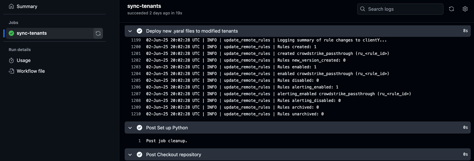 Deployment Output